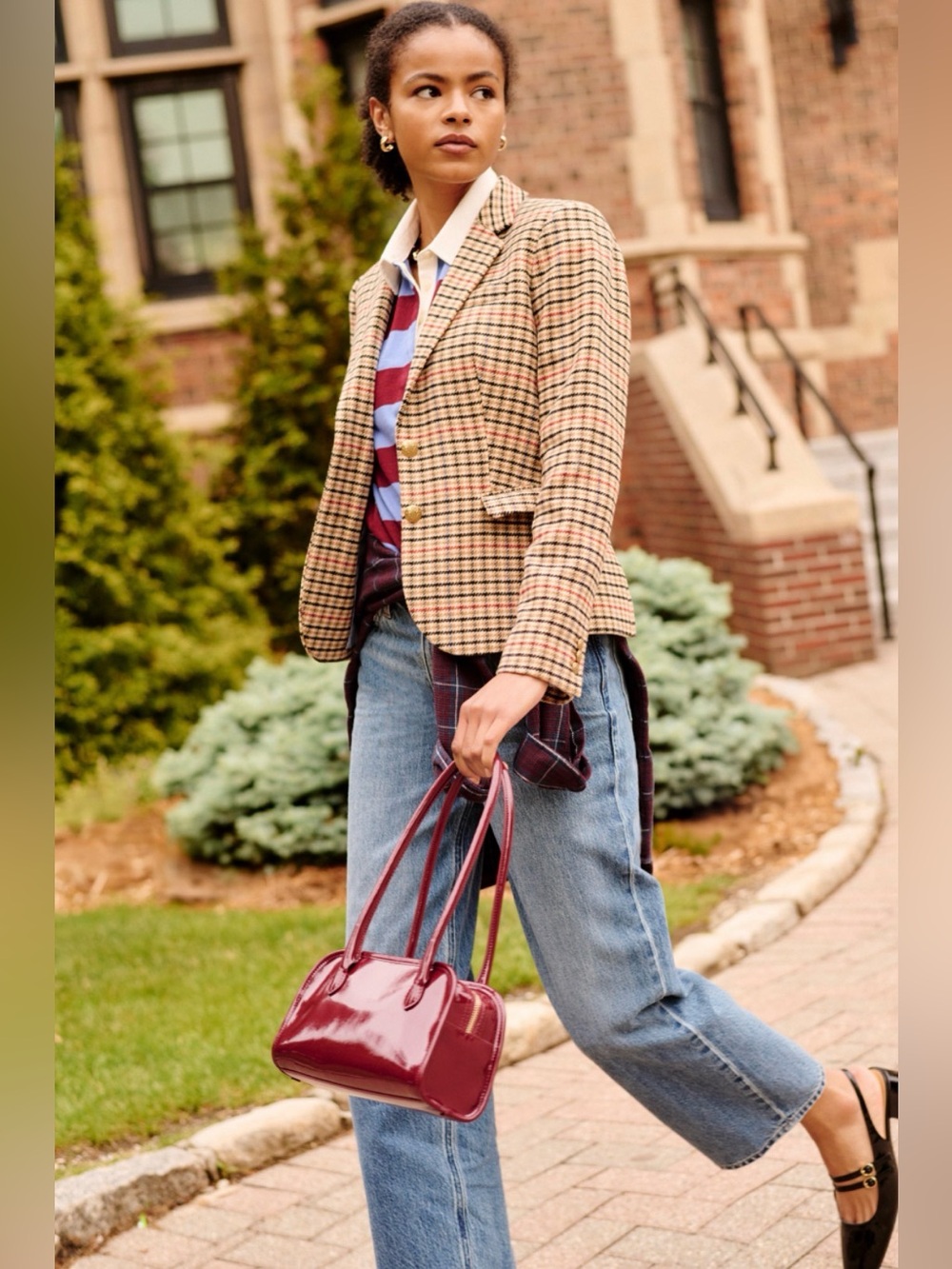 J.Crew Factory Plaid Wool Blend Schoolboy Blazer Jacket